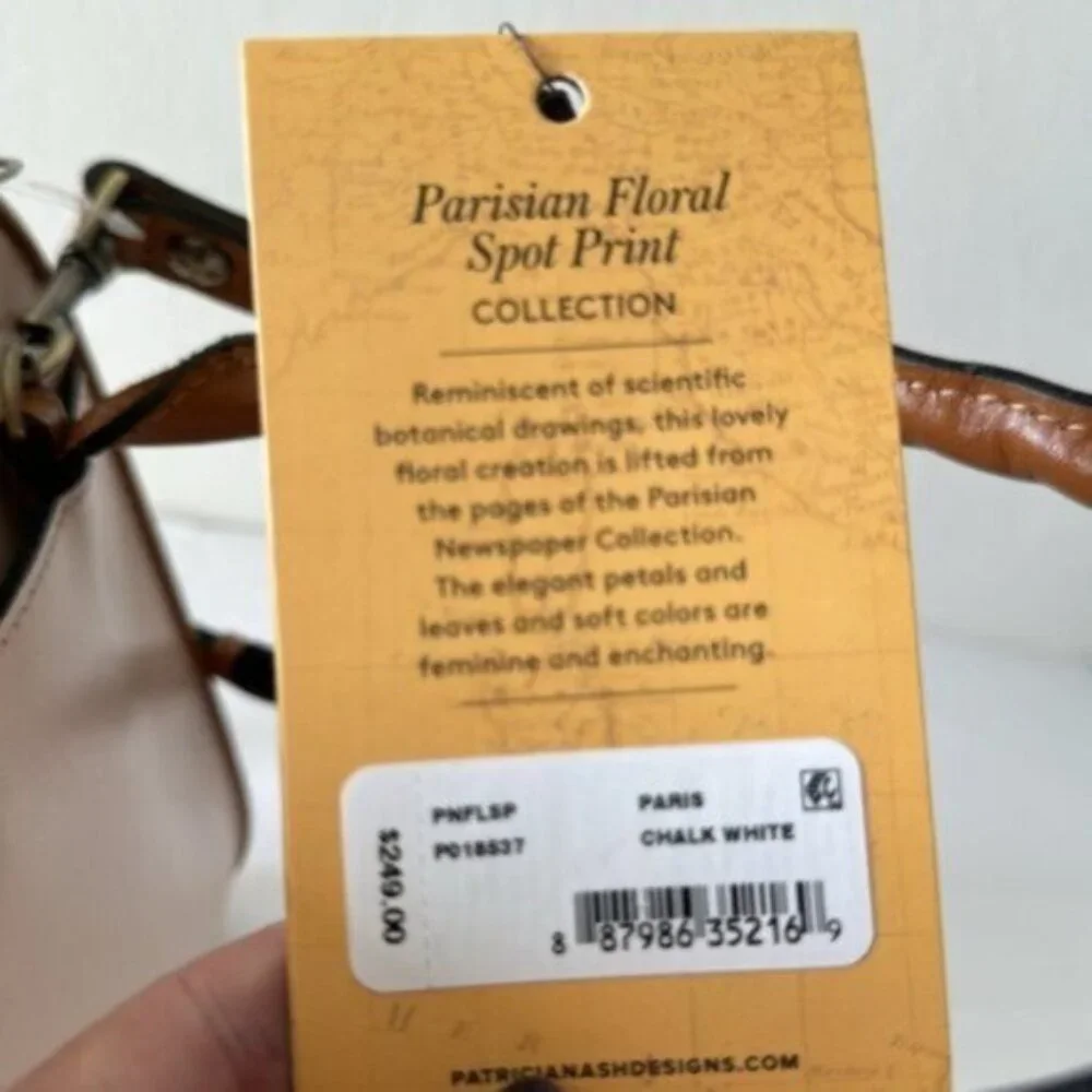 Patricia Nash Bag Paris SatchelParisian Floral Spot Print Cream w Tassel